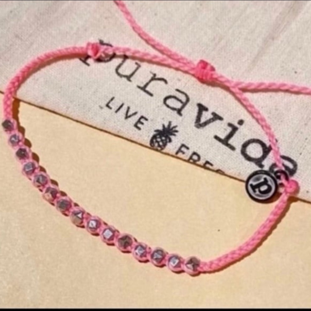 PURA VIDA Pink Bracelet with Wrapped Silver Beads NEW!